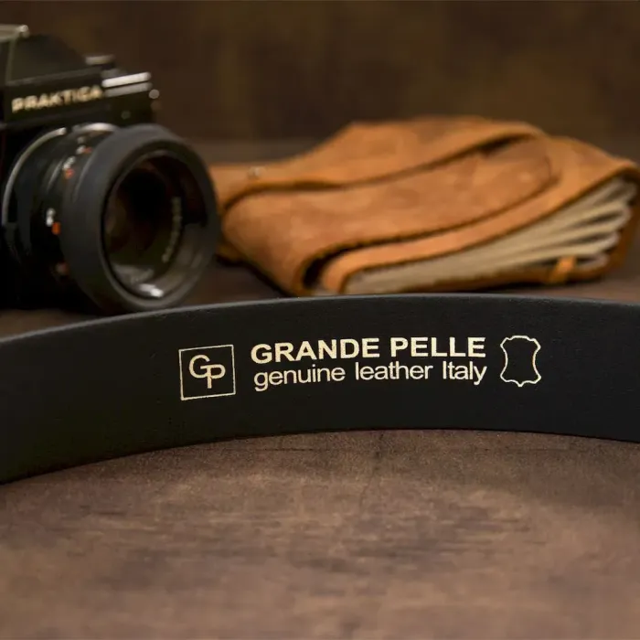 Чоловічий шкіряний ремінь GRANDE PELLE 11453 Чорний