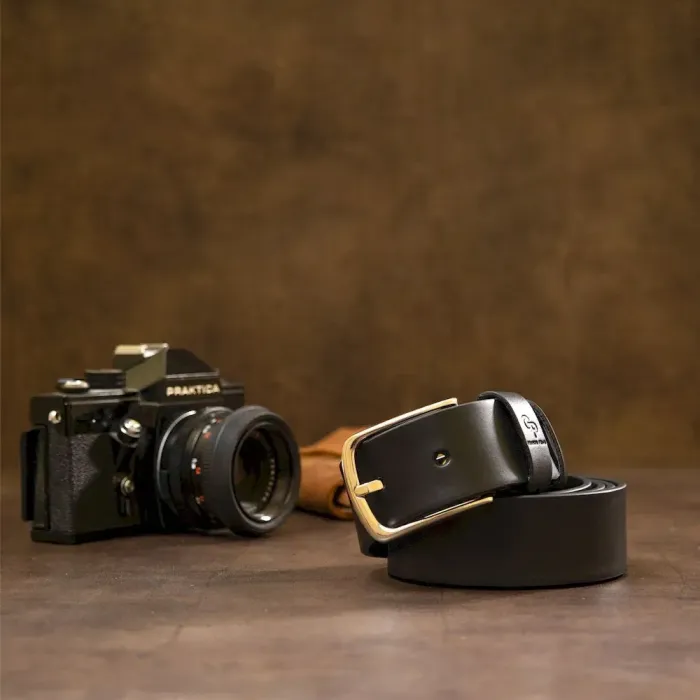 Чоловічий шкіряний ремінь GRANDE PELLE 11453 Чорний