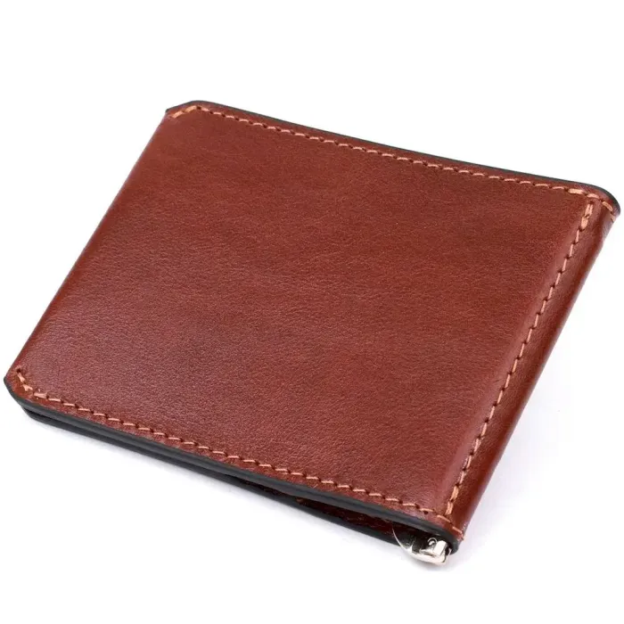 Чоловічий шкіряний затискач для грошей GRANDE PELLE 11361 Коричневий