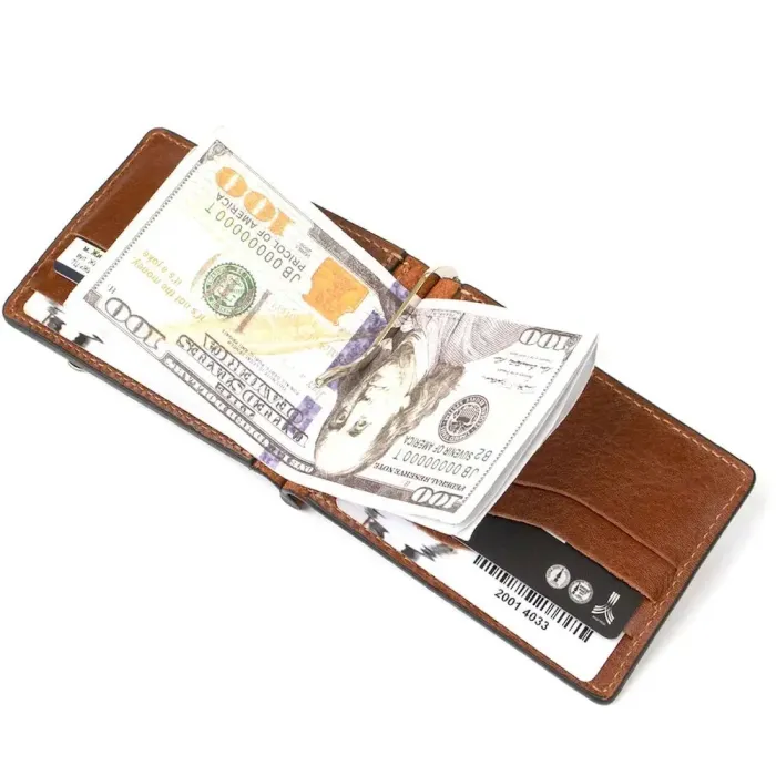 Чоловічий шкіряний затискач для грошей GRANDE PELLE 11474 Коричневий