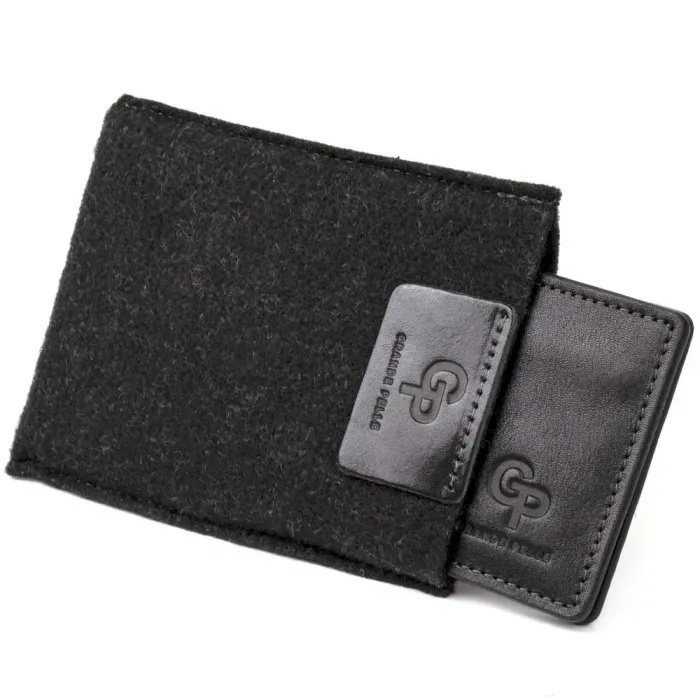 Чоловічий шкіряний затискач для грошей GRANDE PELLE 11475 Чорний