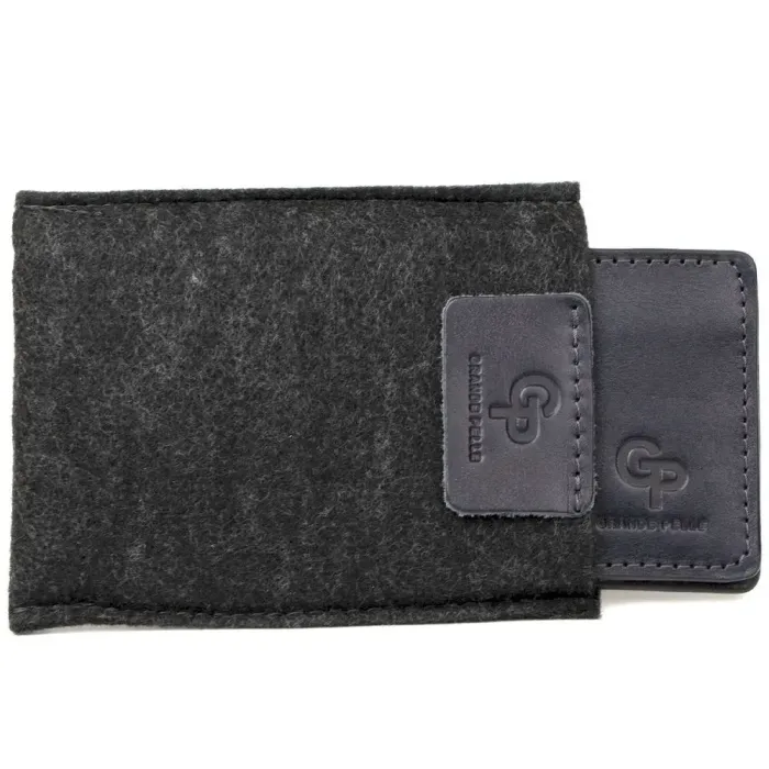 Чоловічий шкіряний затискач для грошей GRANDE PELLE 11476 Темно-синій