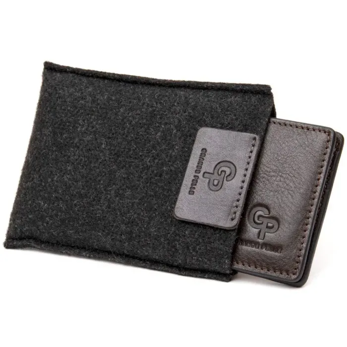 Чоловічий шкіряний затискач для грошей GRANDE PELLE 11478 Коричневий