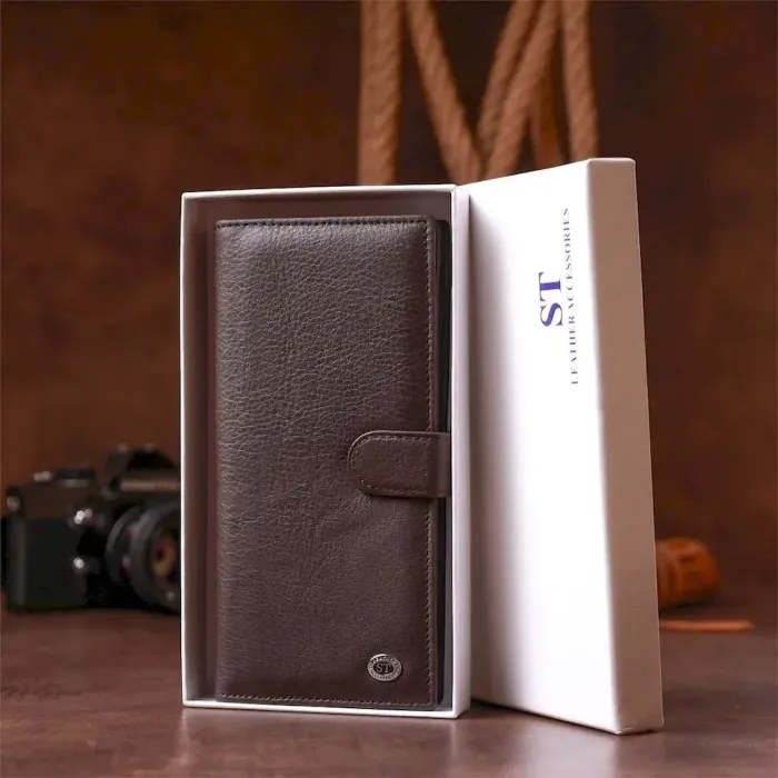 Чоловічий купюрник ST Leather 18366 (ST147) із натуральної шкіри Коричневий