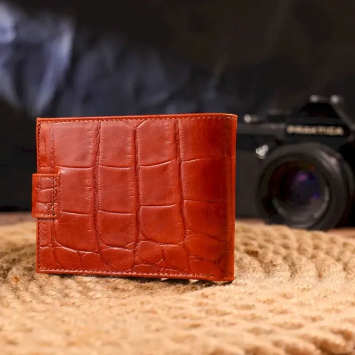 Мужской небольшой кошелек из натуральной фактурной кожи CANPELLINI 21510 Светло-коричневый