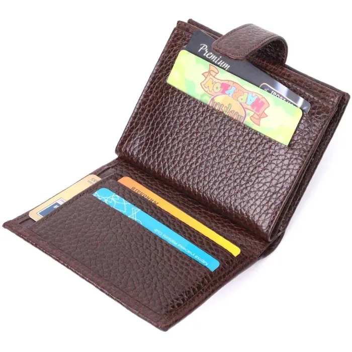 Чоловічий шкіряний невеликий гаманець KARYA 21389 Коричневий