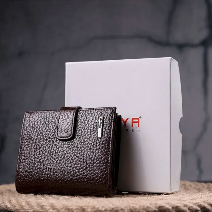 Чоловічий шкіряний невеликий гаманець KARYA 21389 Коричневий