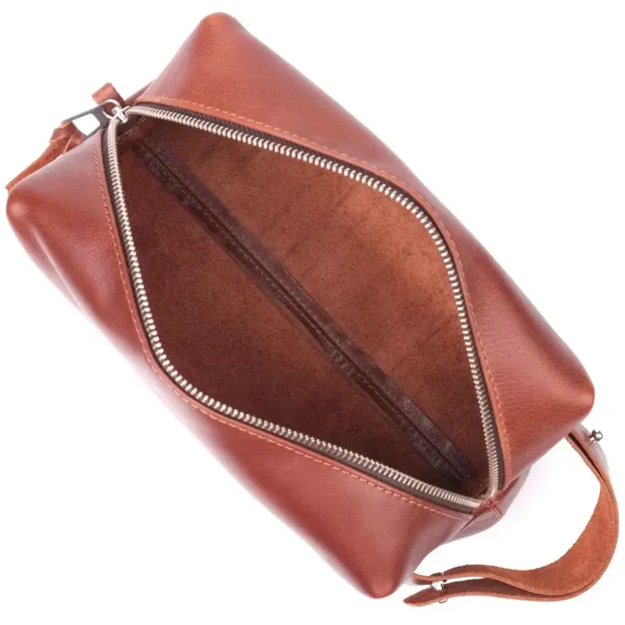 Мужской несессер большого размера из гладкой кожи на молнии Украина GRANDE PELLE 16769 Светло-коричневый