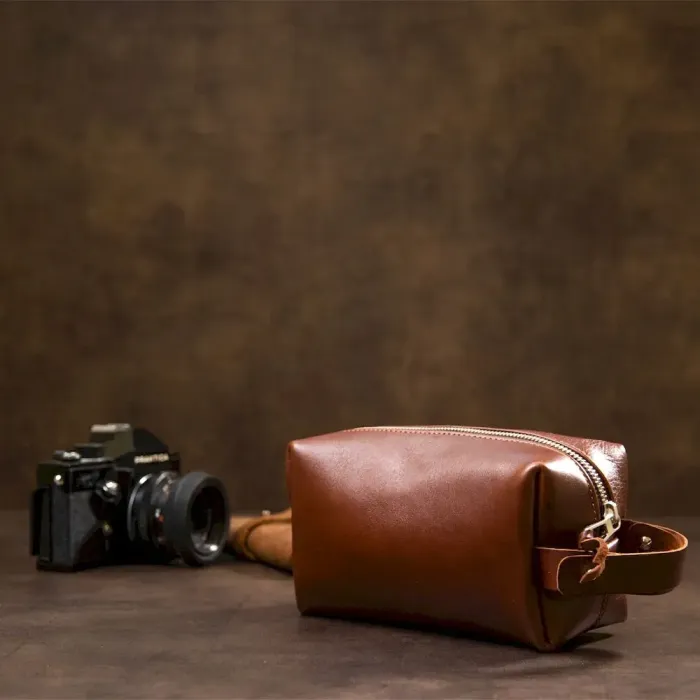 Чоловічий несесер із натуральної шкіри GRANDE PELLE 11416 Коричневий