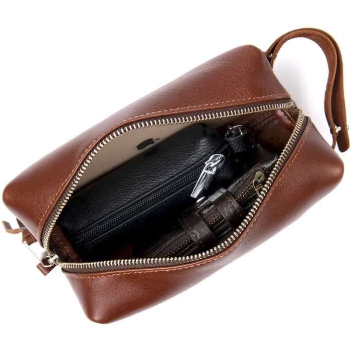 Чоловічий несесер із натуральної шкіри GRANDE PELLE 11416 Коричневий