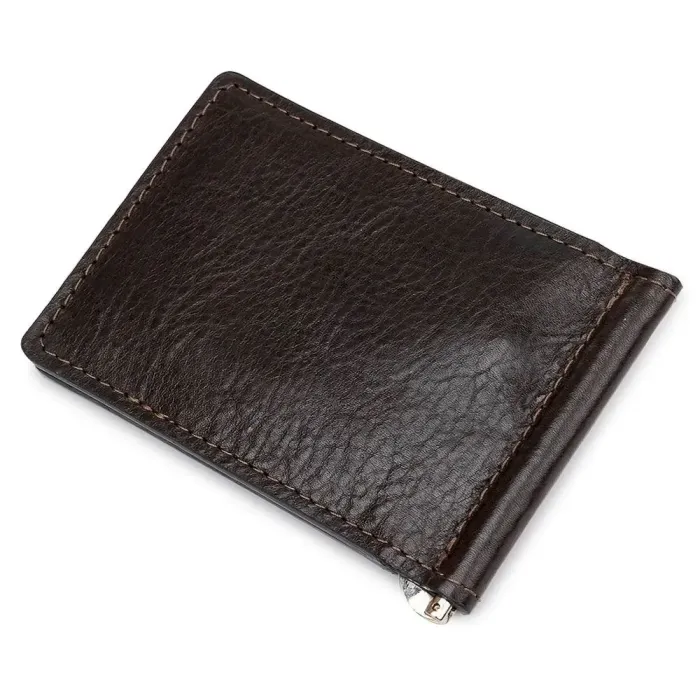 Мужской практичный зажим для денег GRANDE PELLE 11403 Темно-коричневый