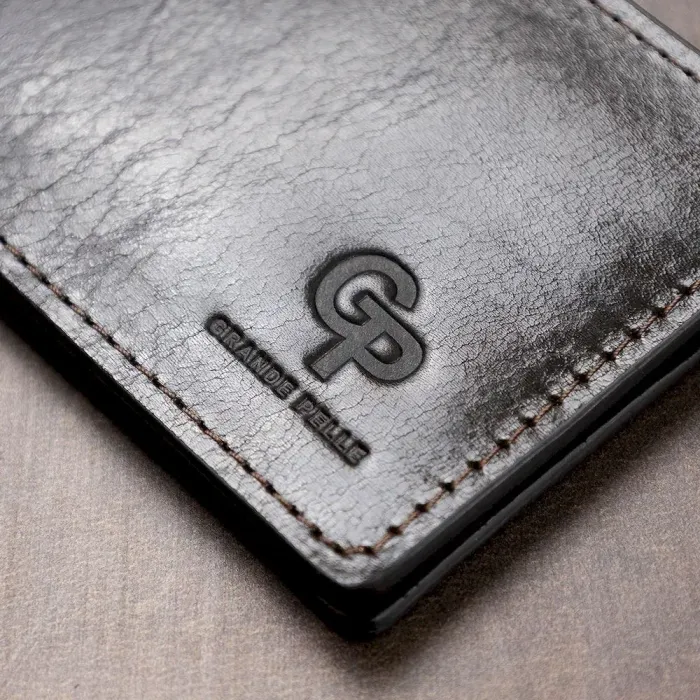 Мужской практичный зажим для денег GRANDE PELLE 11403 Темно-коричневый