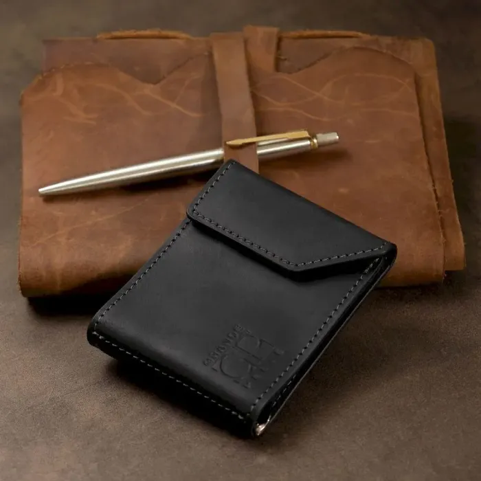 Мужской практичный зажим для денег GRANDE PELLE 11404 Черный