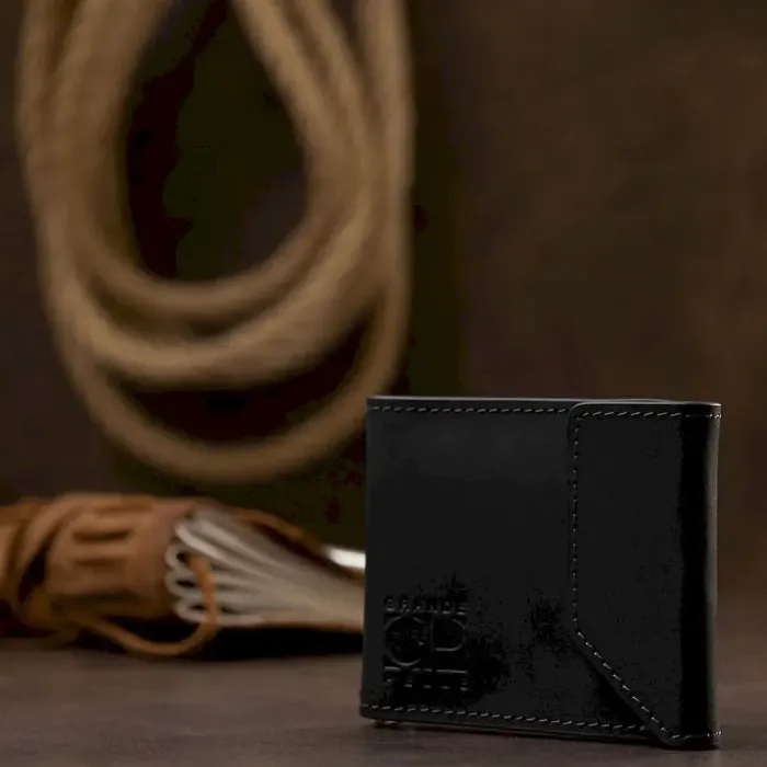 Мужской практичный зажим для денег GRANDE PELLE 11404 Черный