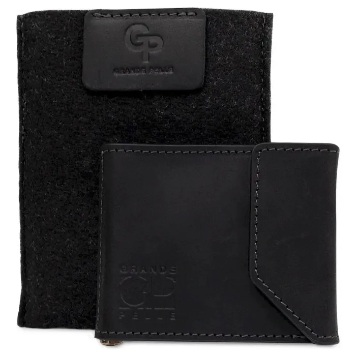 Мужской практичный зажим для денег GRANDE PELLE 11404 Черный