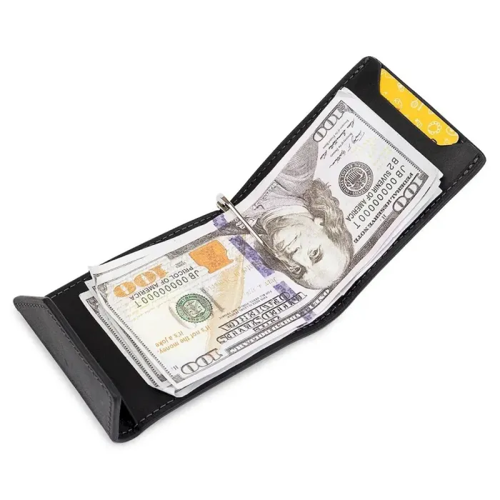 Мужской практичный зажим для денег GRANDE PELLE 11404 Черный