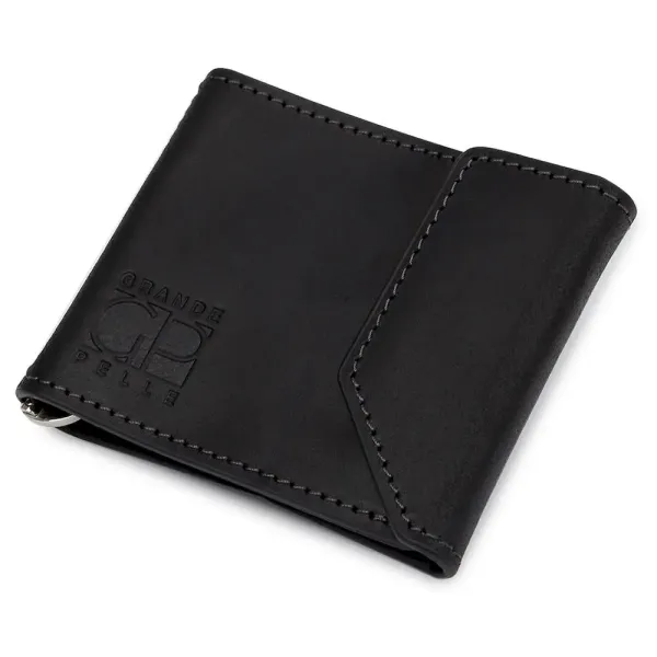 Чоловічий практичний затискач для грошей GRANDE PELLE 11404 Чорний