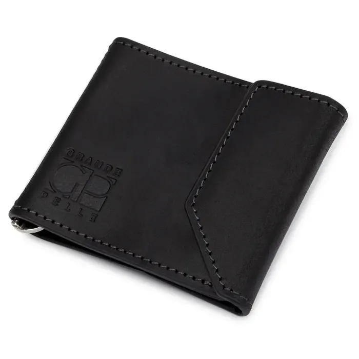 Мужской практичный зажим для денег GRANDE PELLE 11404 Черный