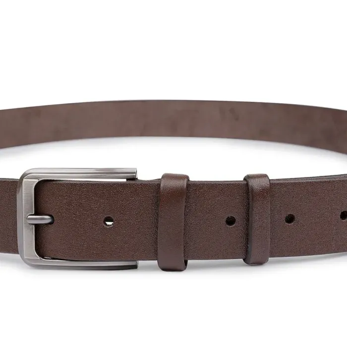 Мужской ремень батал из натуральной кожи Vintage 20732 Коричневый