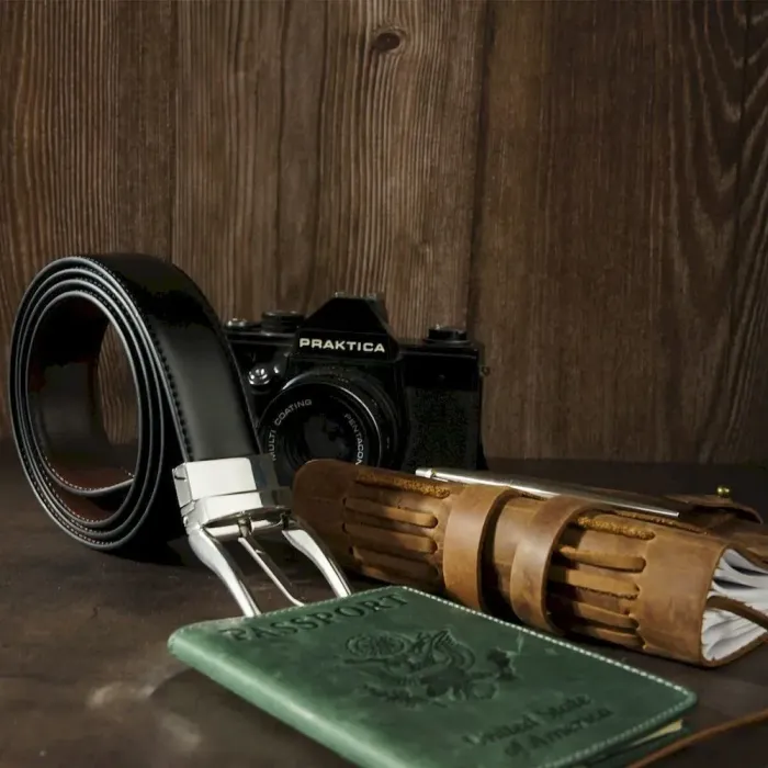 Ремінь чоловічий двосторонній механіка Vintage 20224 Чорний