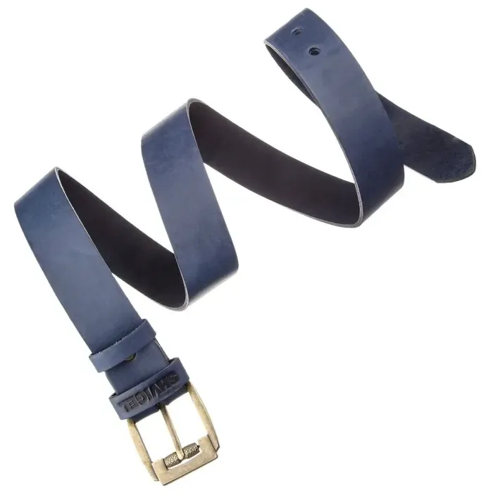 Мужской ремень SHVIGEL 11258 кожаный Синий