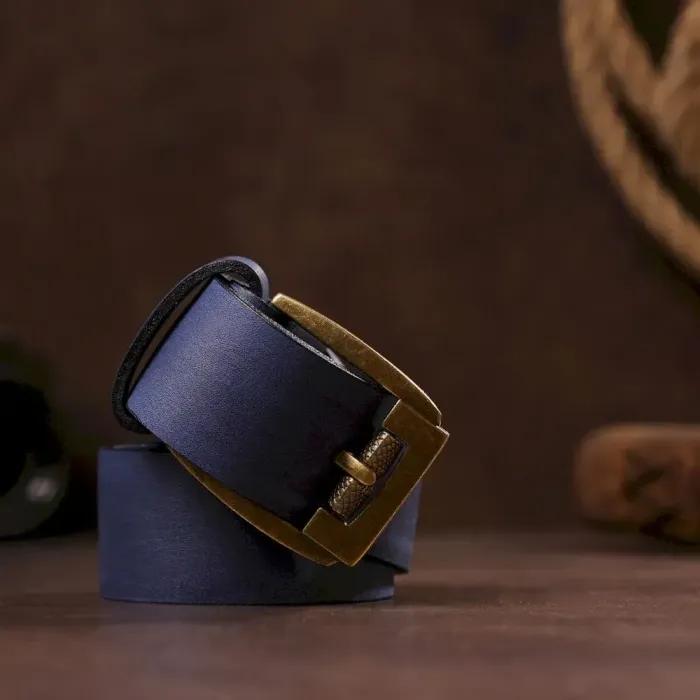 Мужской ремень SHVIGEL 11258 кожаный Синий