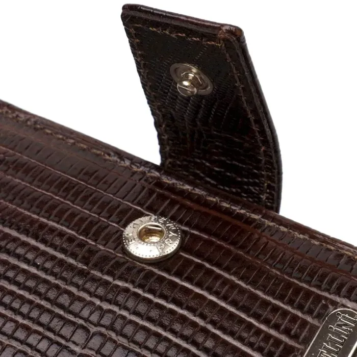 Чоловічий сучасний гаманець горизонтального формату з натуральної шкіри з тисненням CANPELLINI 21757 Коричневий