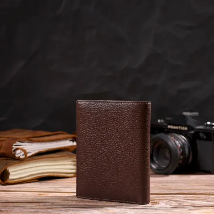 Чоловічий сучасний гаманець вертикального формату з натуральної шкіри CANPELLINI 21756 Коричневий