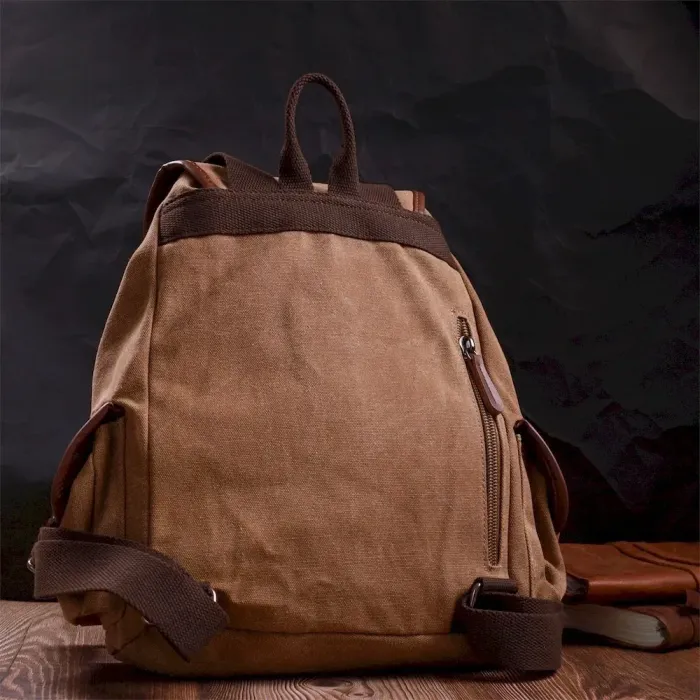 Чоловічий текстильний рюкзак, що закривається клапаном на магніт Vintage 22155 Коричневий