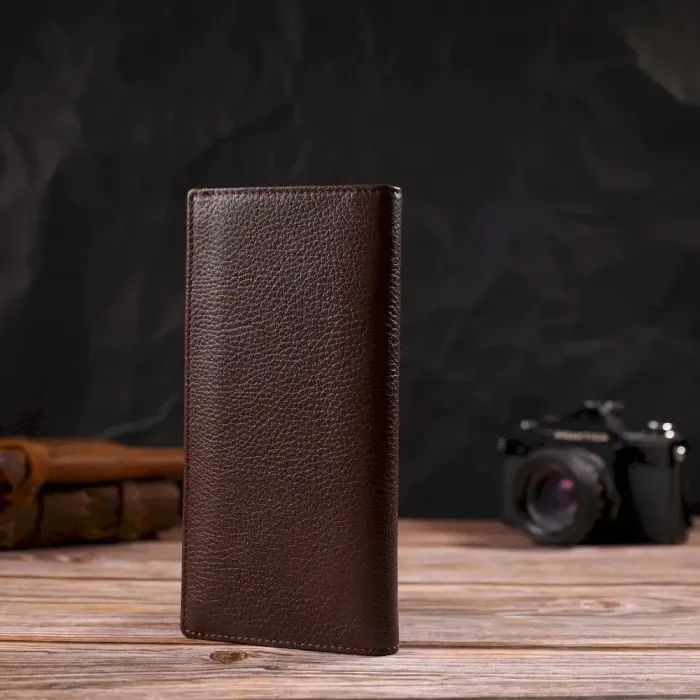 Мужской вертикальный бумажник без застежки из натуральной кожи CANPELLINI 21904 Коричневый