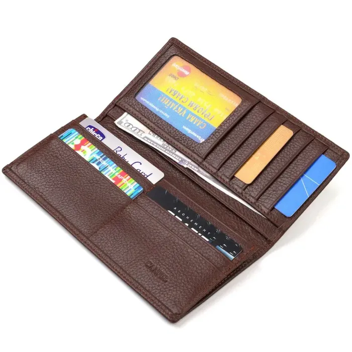 Мужской вертикальный бумажник без застежки из натуральной кожи CANPELLINI 21904 Коричневый