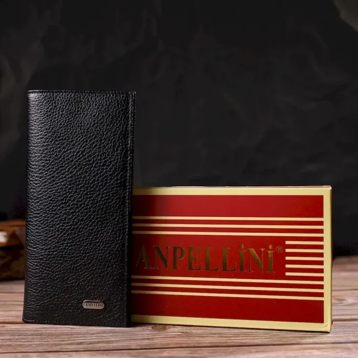 Чоловічий вертикальний гаманець із натуральної шкіри CANPELLINI 21898 Чорний