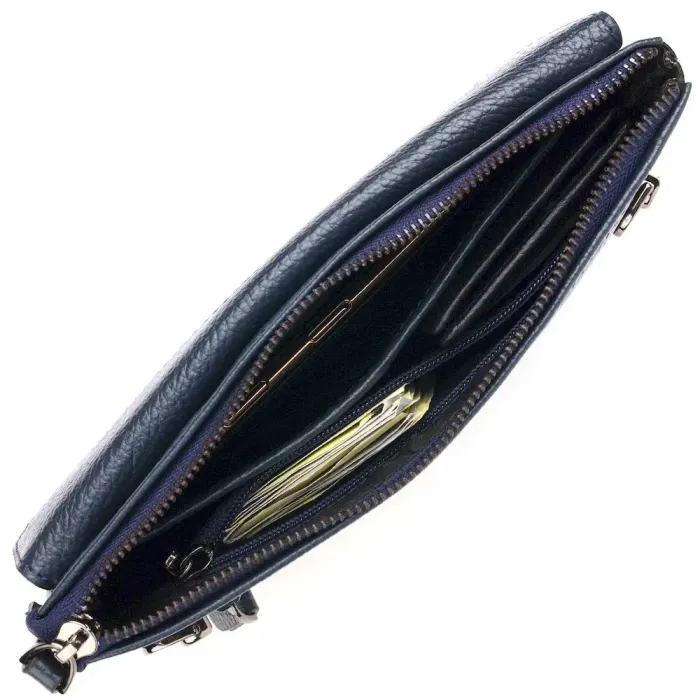 Мужской вместительный клатч из натуральной кожи CANPELLINI 21550 Синий