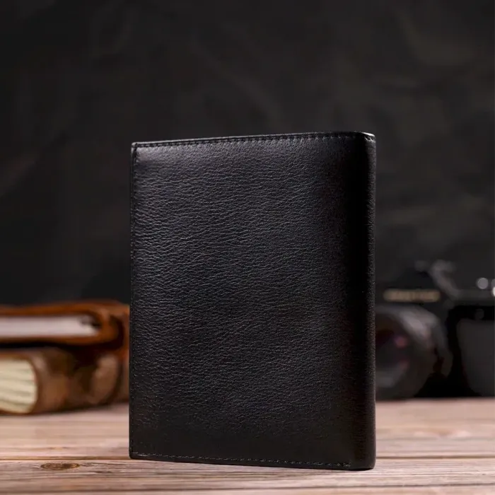 Чоловічий гаманець вертикального формату з натуральної шкіри CANPELLINI 21753 Чорний