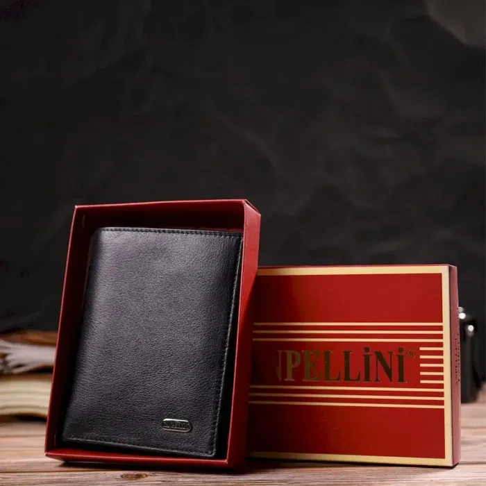Чоловічий гаманець вертикального формату з натуральної шкіри CANPELLINI 21753 Чорний