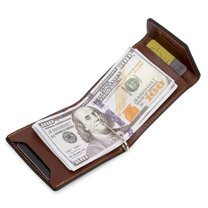 Чоловічий затиск для грошей GRANDE PELLE 11522 Коричневий