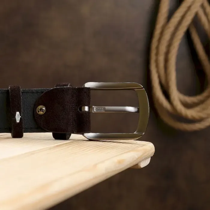 Мужской замшевый ремень Vintage 20728 Коричневый