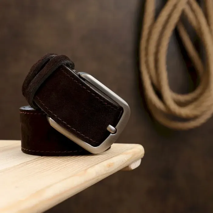 Мужской замшевый ремень Vintage 20728 Коричневый