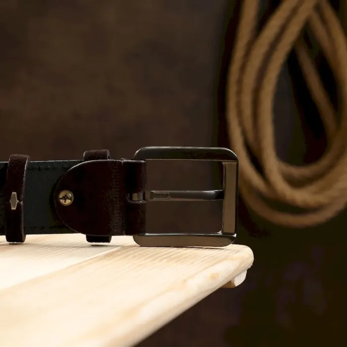 Мужской замшевый ремень Vintage 20739 Коричневый