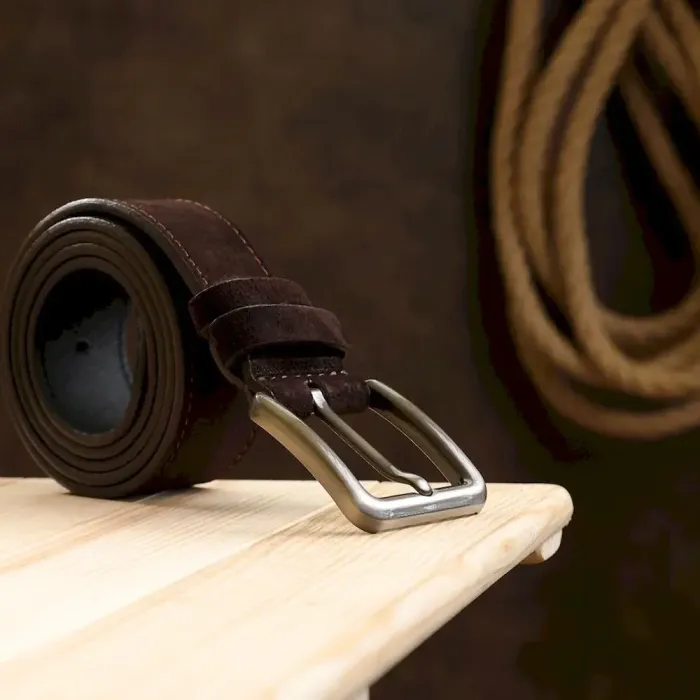 Мужской замшевый ремень Vintage 20739 Коричневый