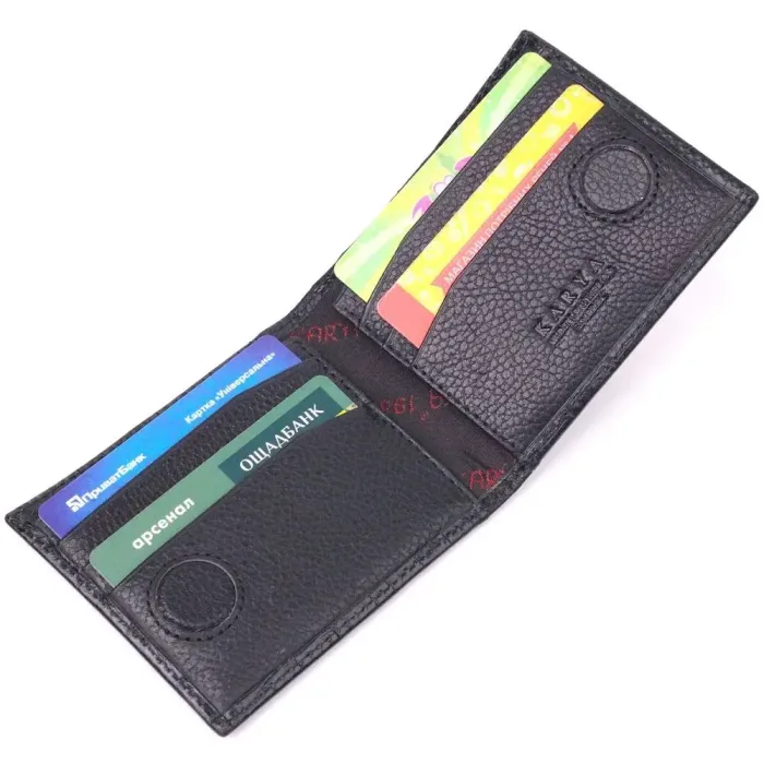 Мужской зажим с монетницей из натуральной кожи с тиснением под крокодила KARYA 21406 Черный