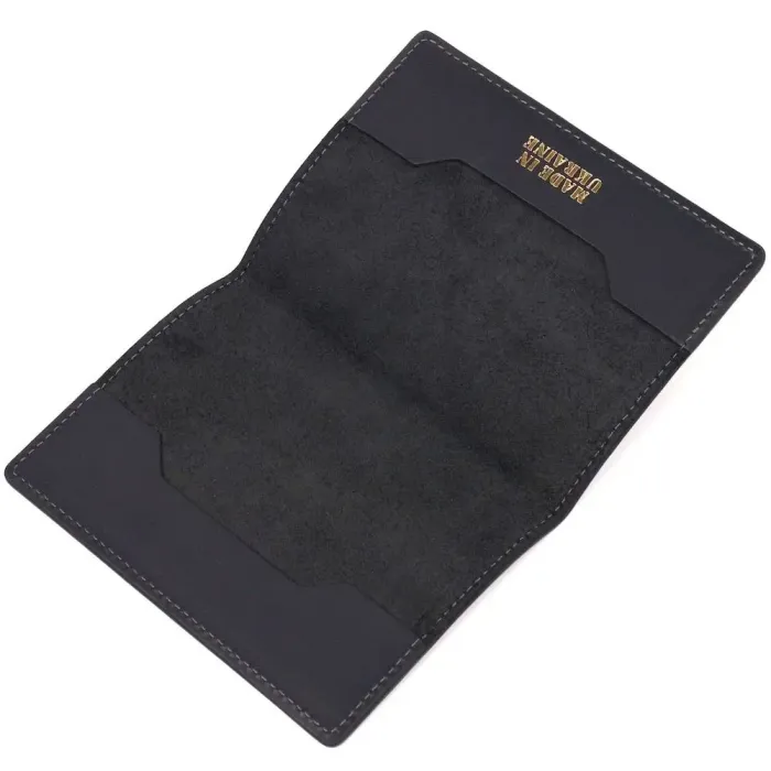 Надежная обложка на паспорт в винтажной коже Слава ЗСУ GRANDE PELLE 16724 Черная