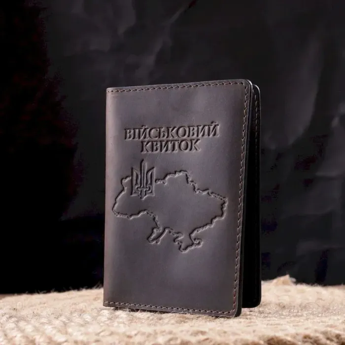 Надійна обкладинка на військовий квиток у вінтажній шкірі Карта GRANDE PELLE 16781 Коричнева