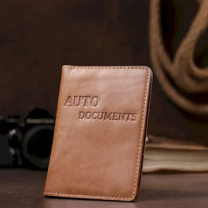 Надійна шкіряна обкладинка для автодокументів SHVIGEL 16071