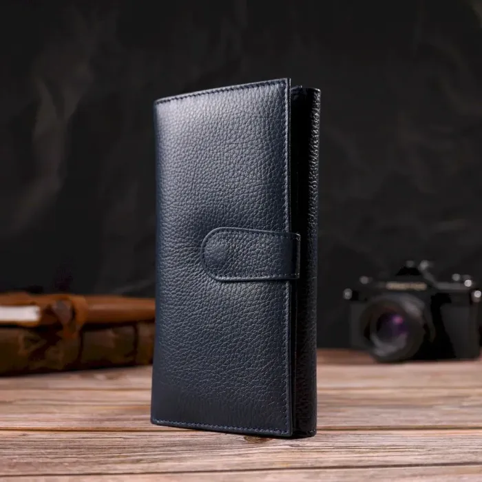 Надежное портмоне унисекс из натуральной кожи флотар CANPELLINI 21849 Синее