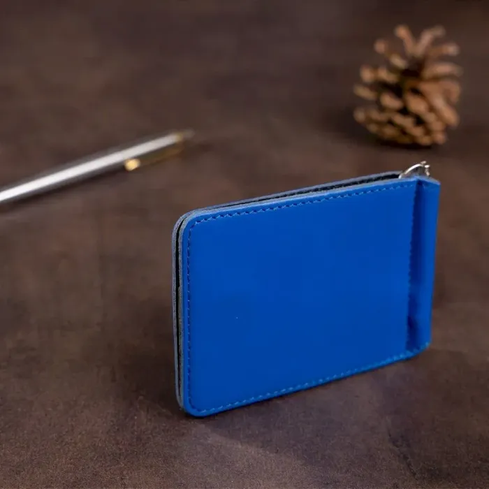 Надійний затискач для грошей із натуральної шкіри SHVIGEL 00342 Синій