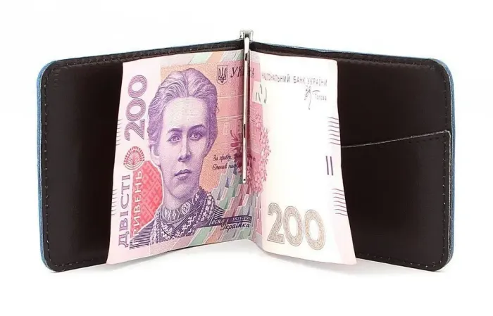 Надійний затискач для грошей із натуральної шкіри SHVIGEL 00342 Синій