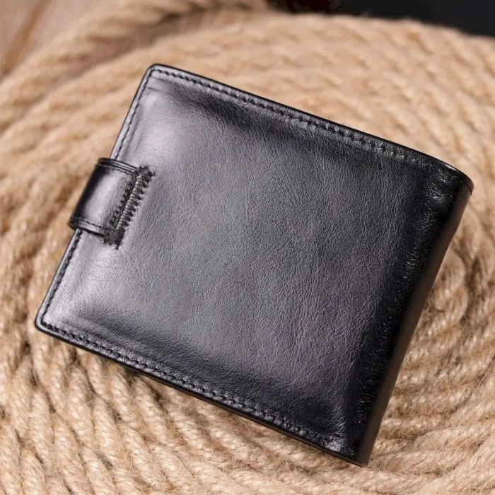 Надійний чоловічий гаманець із натуральної гладкої шкіри ST Leather 19408 Чорний