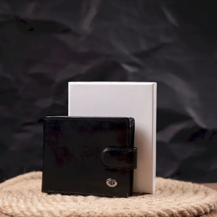 Надійний чоловічий гаманець із натуральної гладкої шкіри ST Leather 19408 Чорний