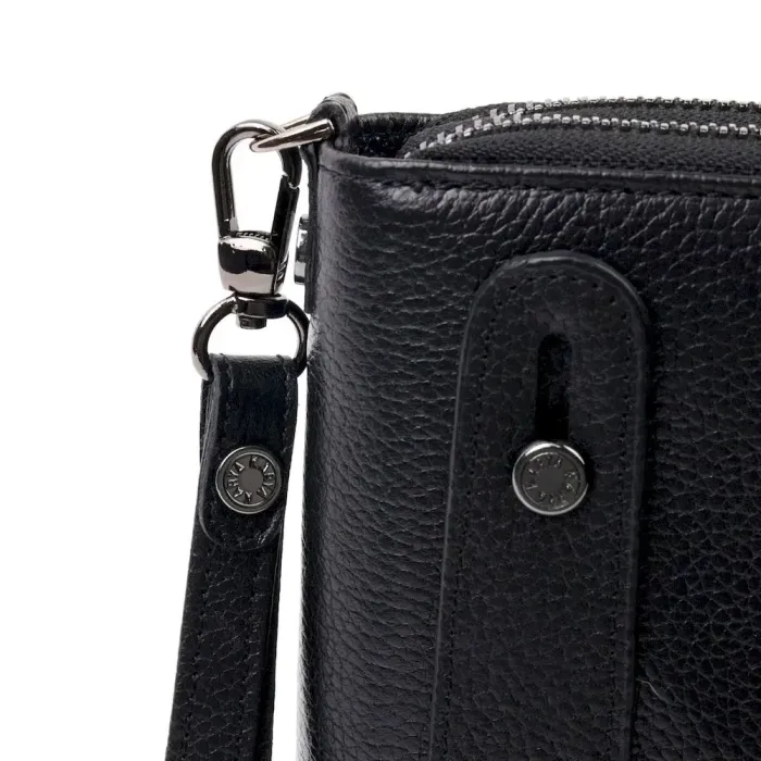 Надійний чоловічий клатч із зернистої шкіри KARYA 20906 Чорний